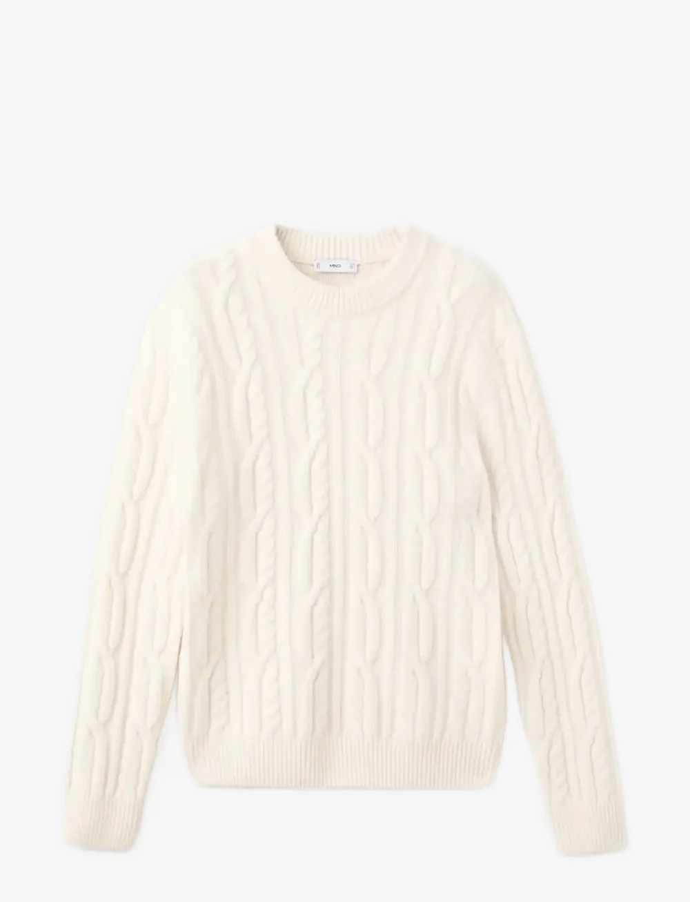 Mango - 100% wool braided sweater - rund hals - light beige - 1