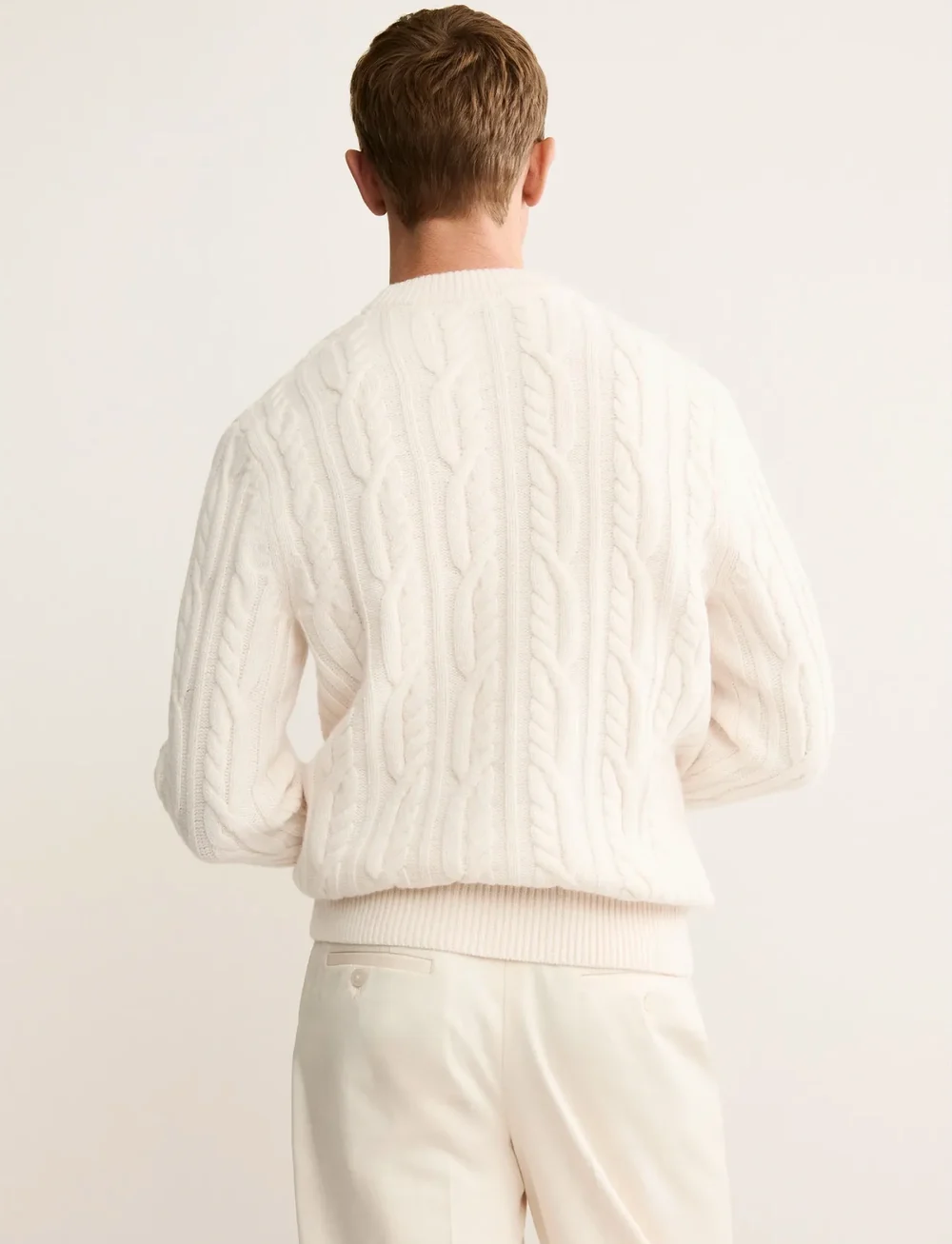 Mango - 100% wool braided sweater - rund hals - light beige - 2