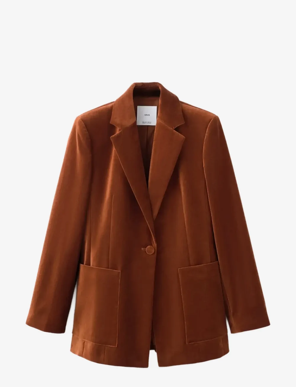 Mango - Velvet suit jacket with pockets - einreihige blazer - medium orange - 1