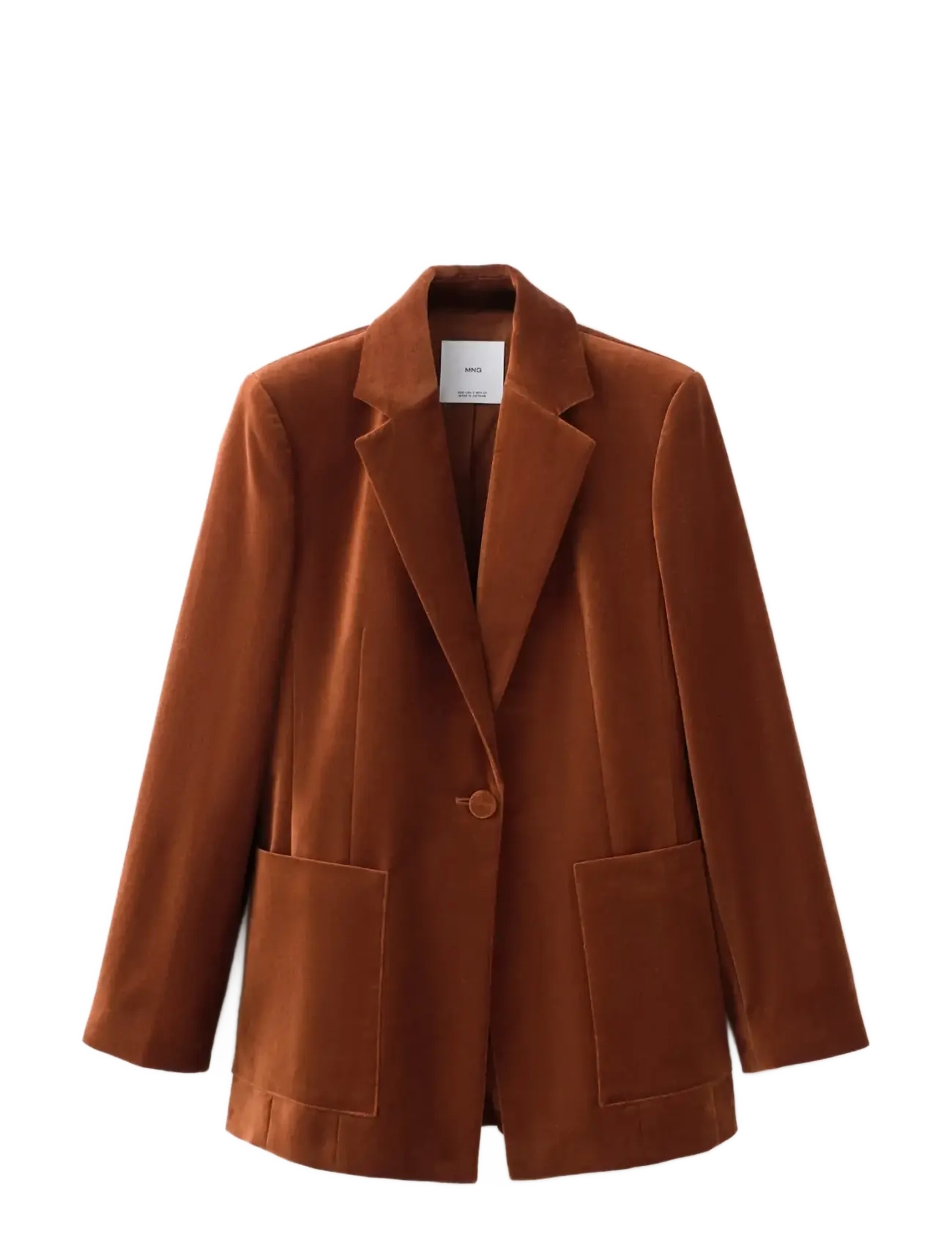 Mango Velvet suit jacket with pockets - Hverdags stil - MEDIUM ORANGE / orange