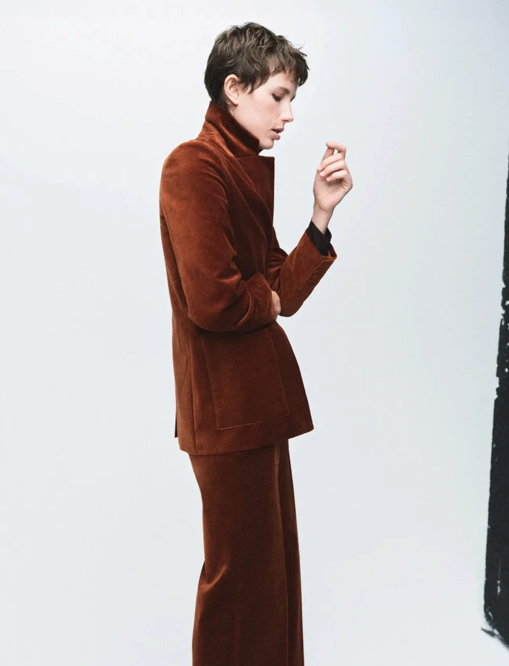 Mango - Velvet suit jacket with pockets - einreihige blazer - medium orange - 0