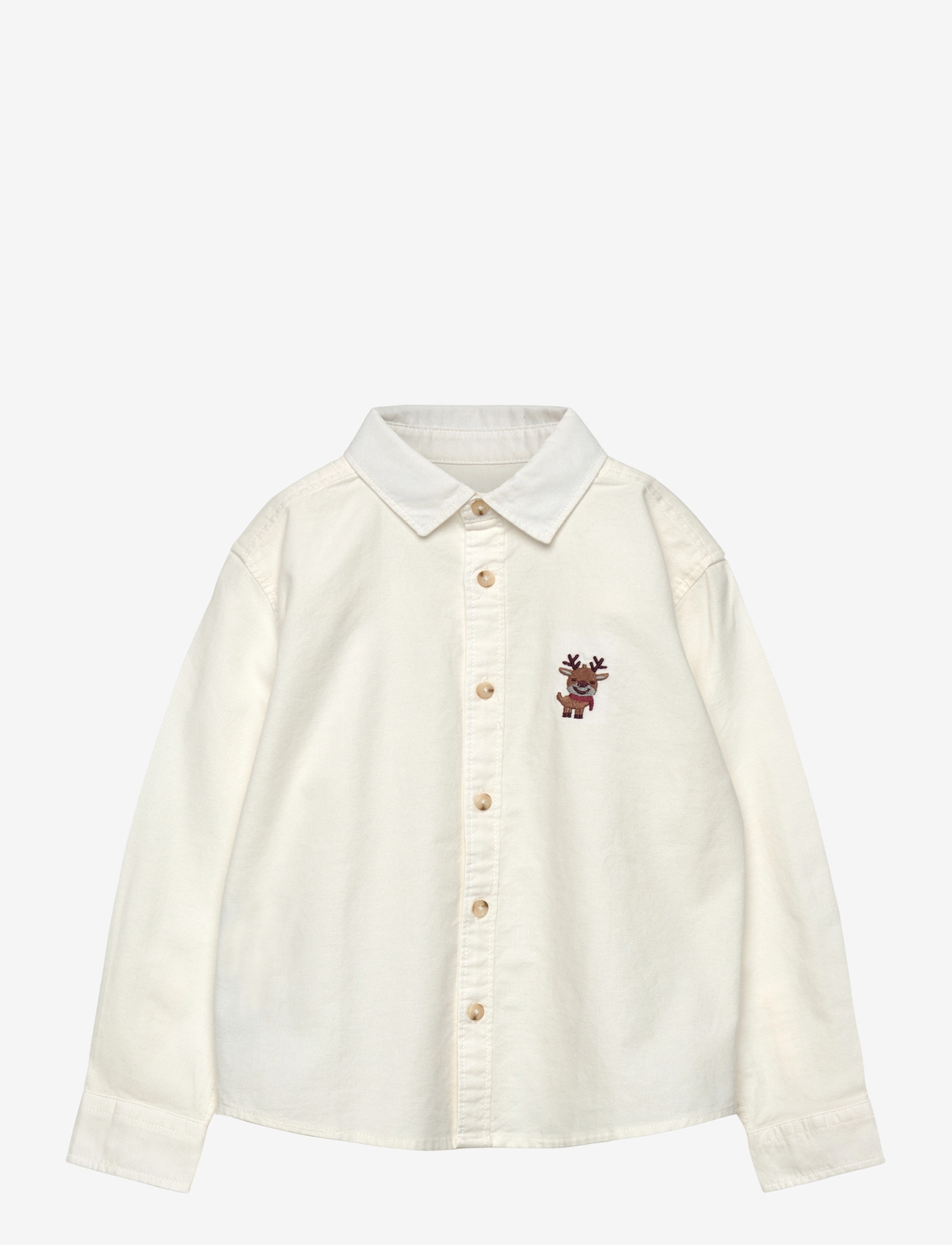 Mango - Shirt with reindeer embroidery - långärmade skjortor - natural white - 0