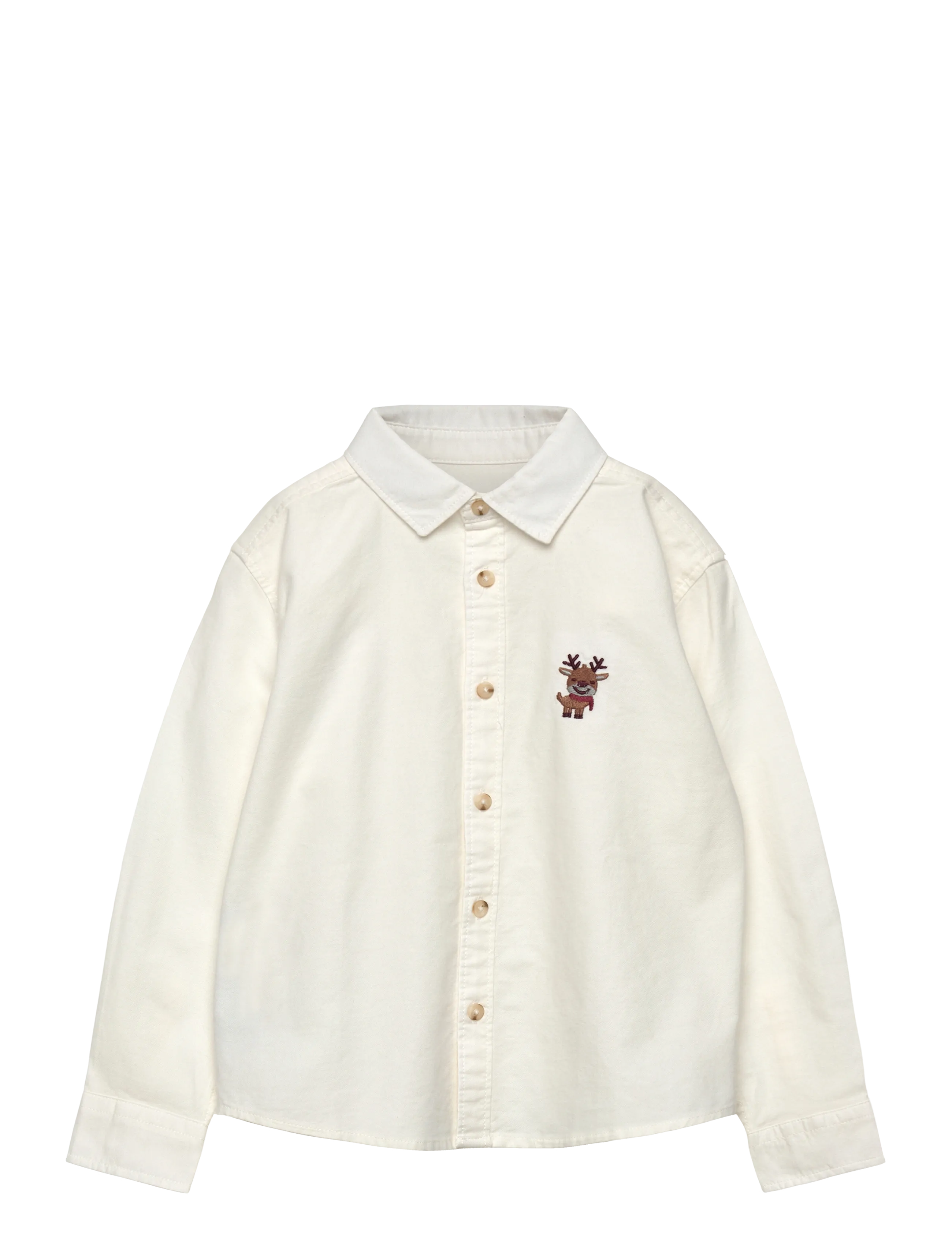 Mango Shirt with reindeer embroidery - Skjorter - NATURAL WHITE / white