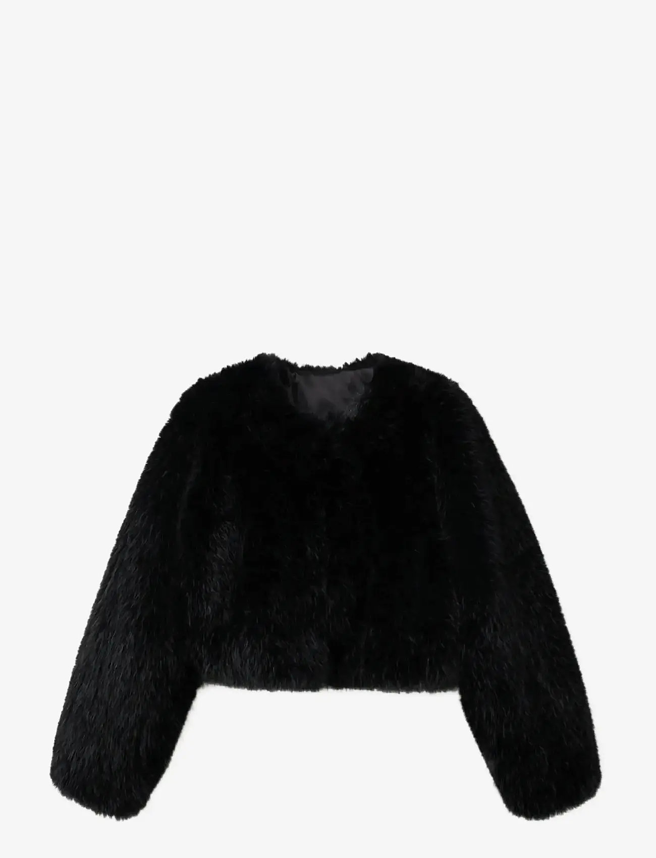 Mango - Faux-fur cropped jacket - kunstpelz - black - 0