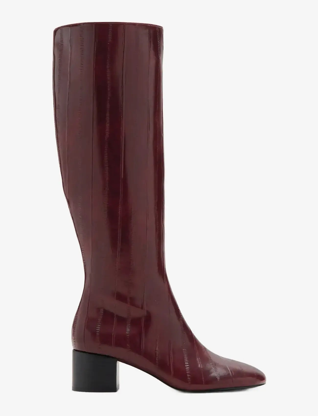 Mango - Textured heeled boots - knähöga stövlar - dark red - 1