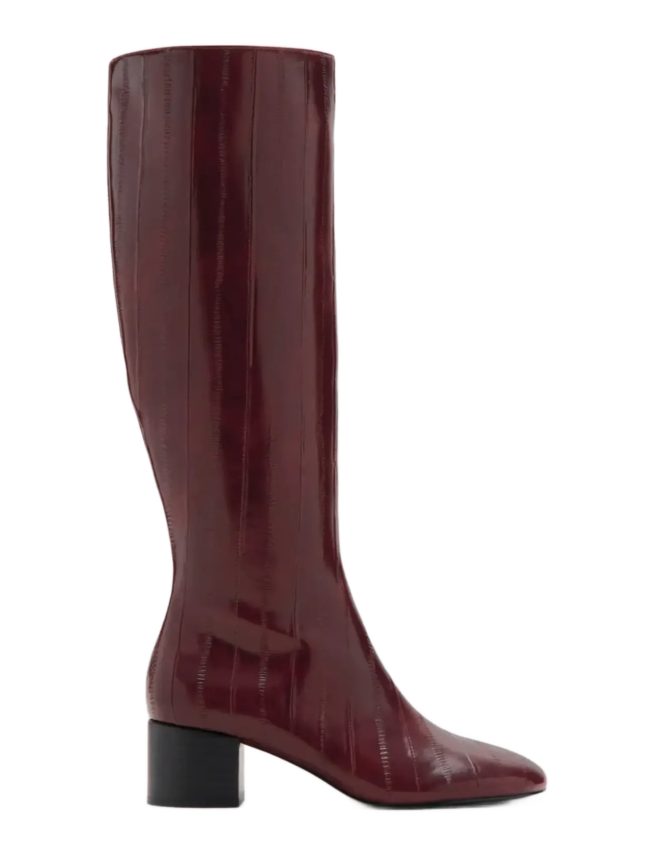 Mango Textured heeled boots - Stövlar - DARK RED / burgundy