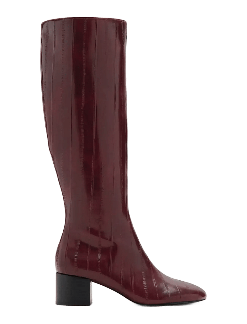 Mango - Textured heeled boots - knähöga stövlar - dark red - 1