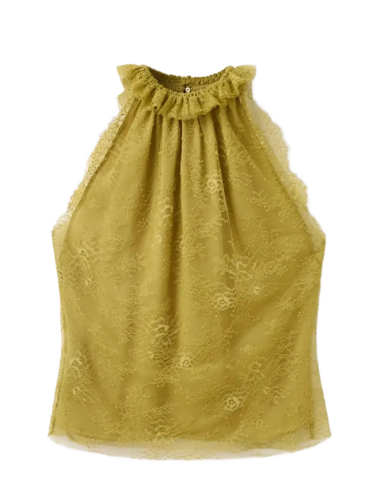 Lace top with ruff collar - DARK GREEN