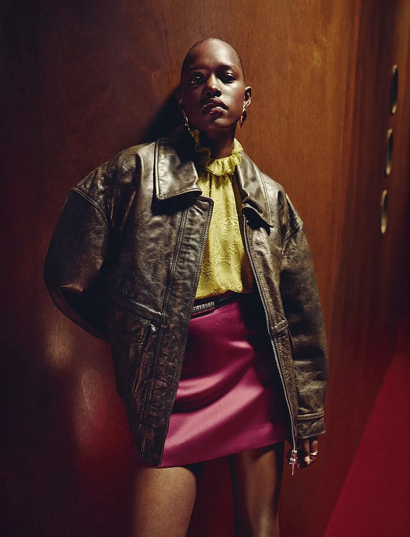 Mango - Lace top with ruff collar - sleeveless tops - dark green - 0