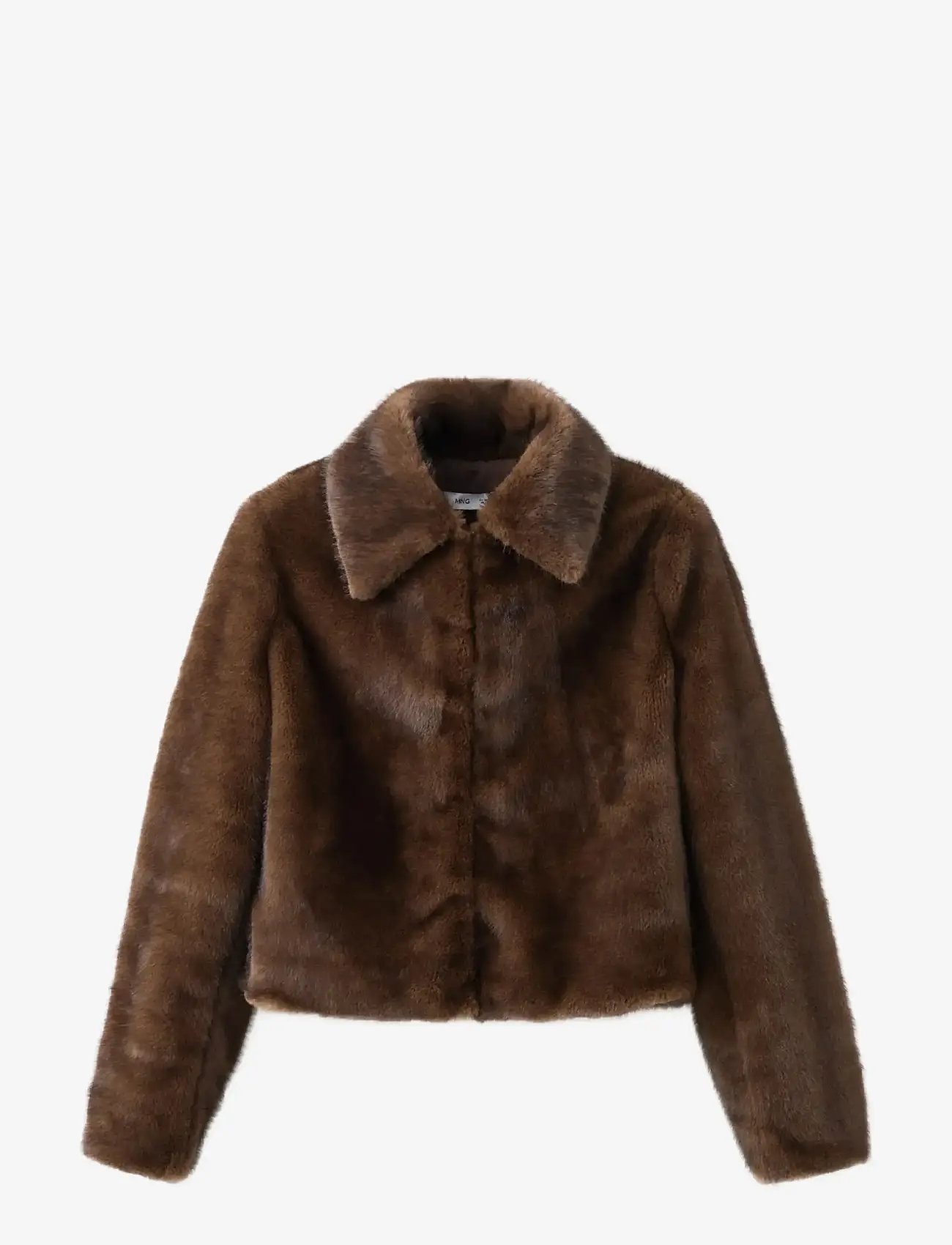 Mango Faux-fur jacket with lapels - Kunstkarusnahk - BROWN / brown