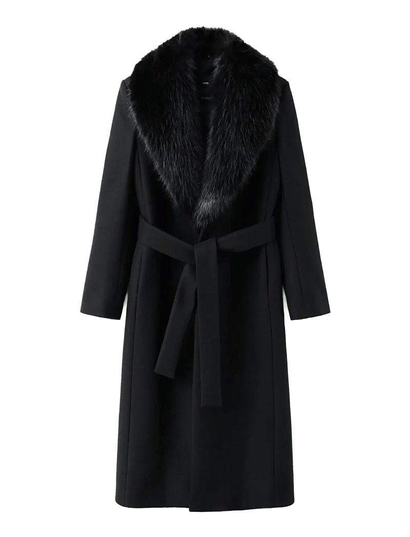 Mango - Manteco wool coat with fur collar - black - 1