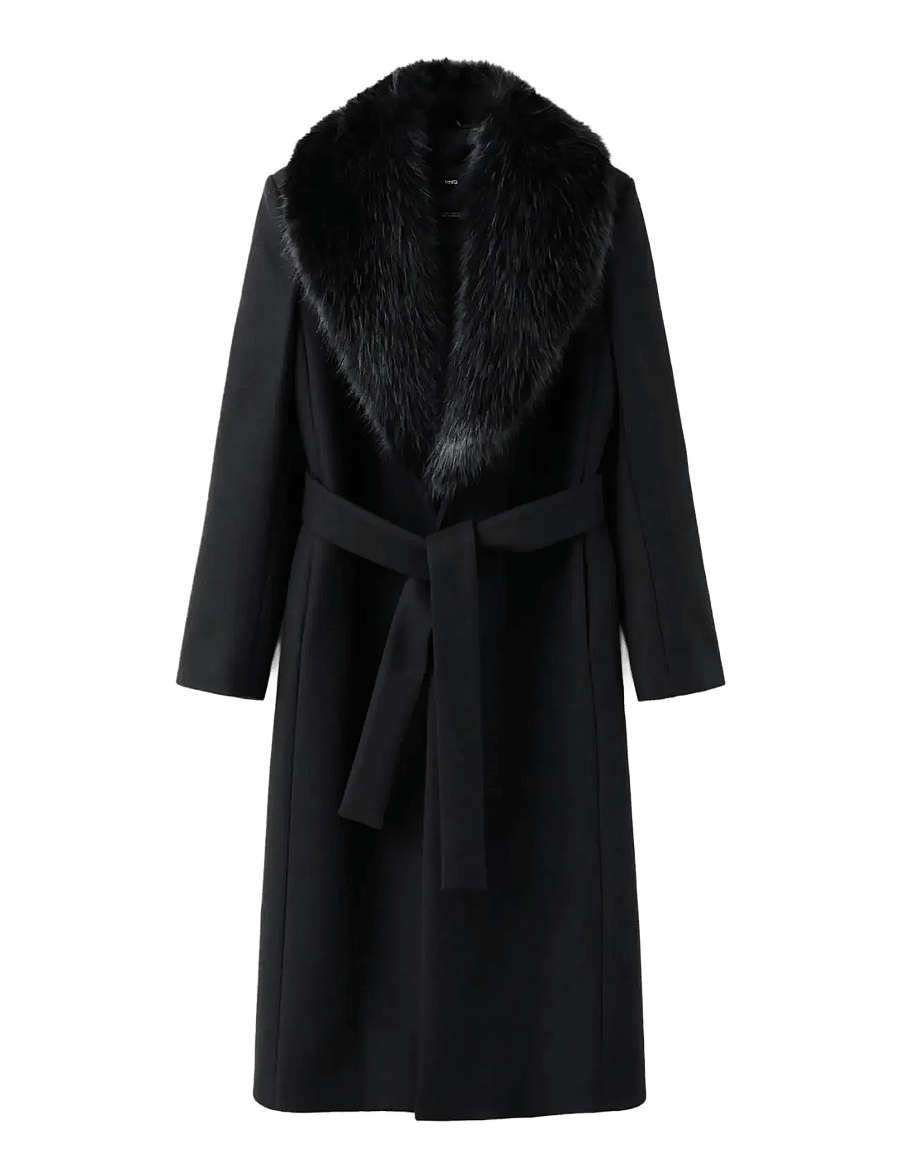 Mango - Manteco wool coat with fur collar - black - 1