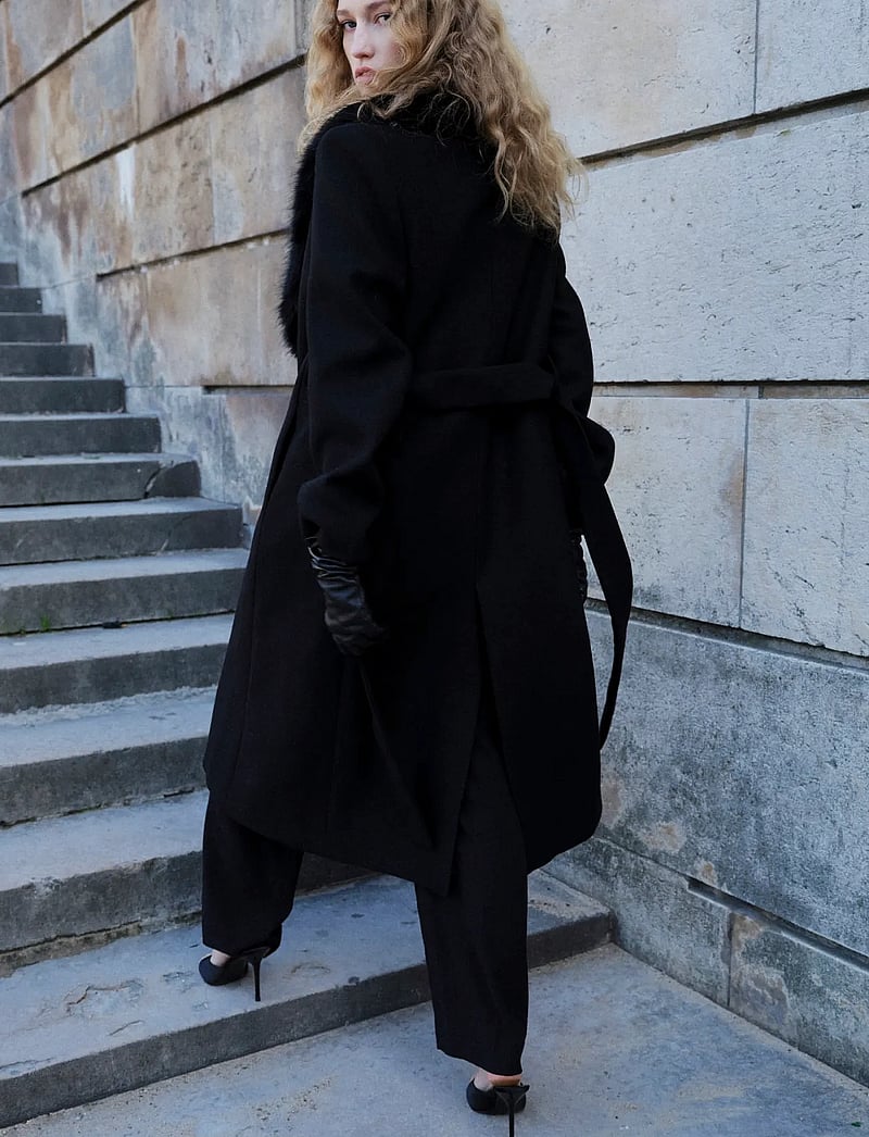 Mango - Manteco wool coat with fur collar - black - 2