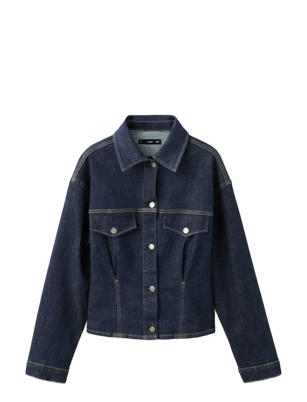 Fitted denim jacket with pockets - OPEN BLUE