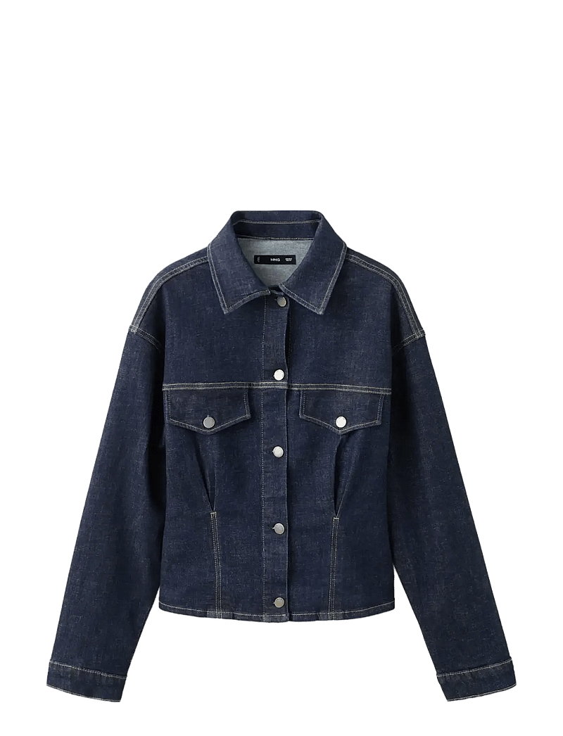 Mango - Fitted denim jacket with pockets - vårjackor - open blue - 1
