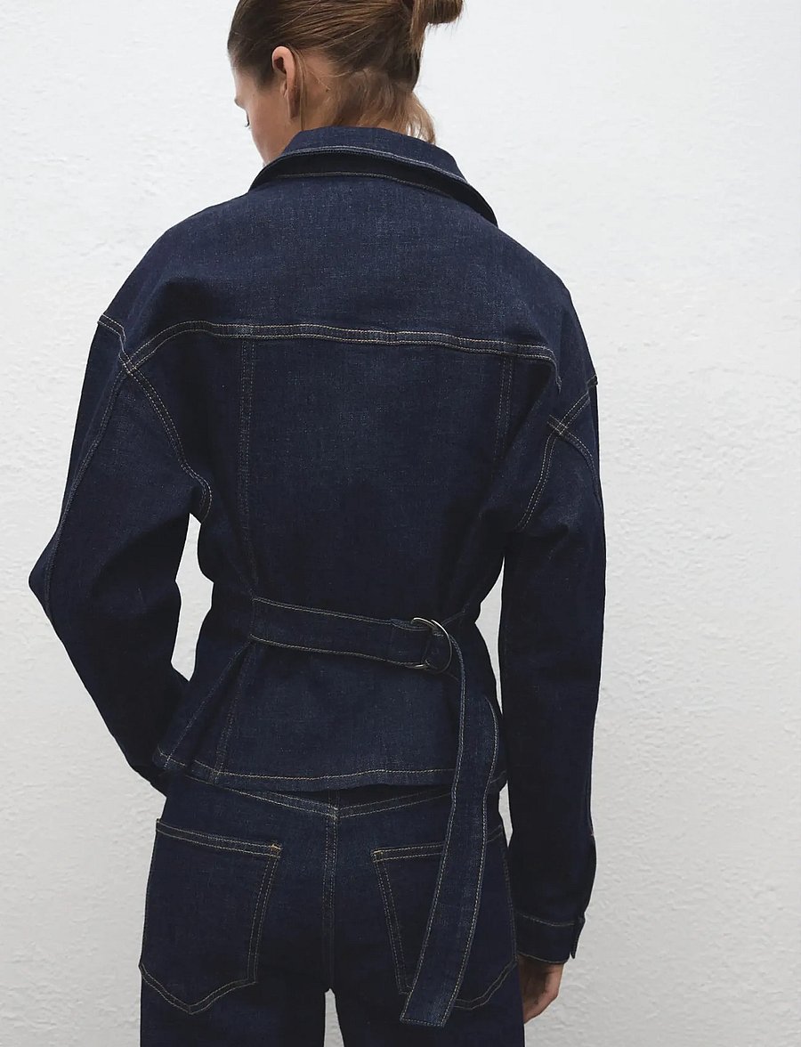 Mango - Fitted denim jacket with pockets - vårjackor - open blue - 2
