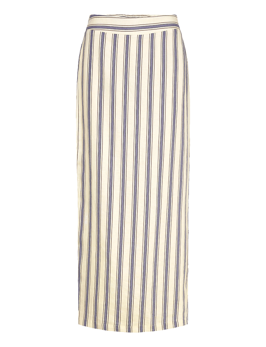 Mango - Striped linen skirt - maxikjolar - light beige - 1