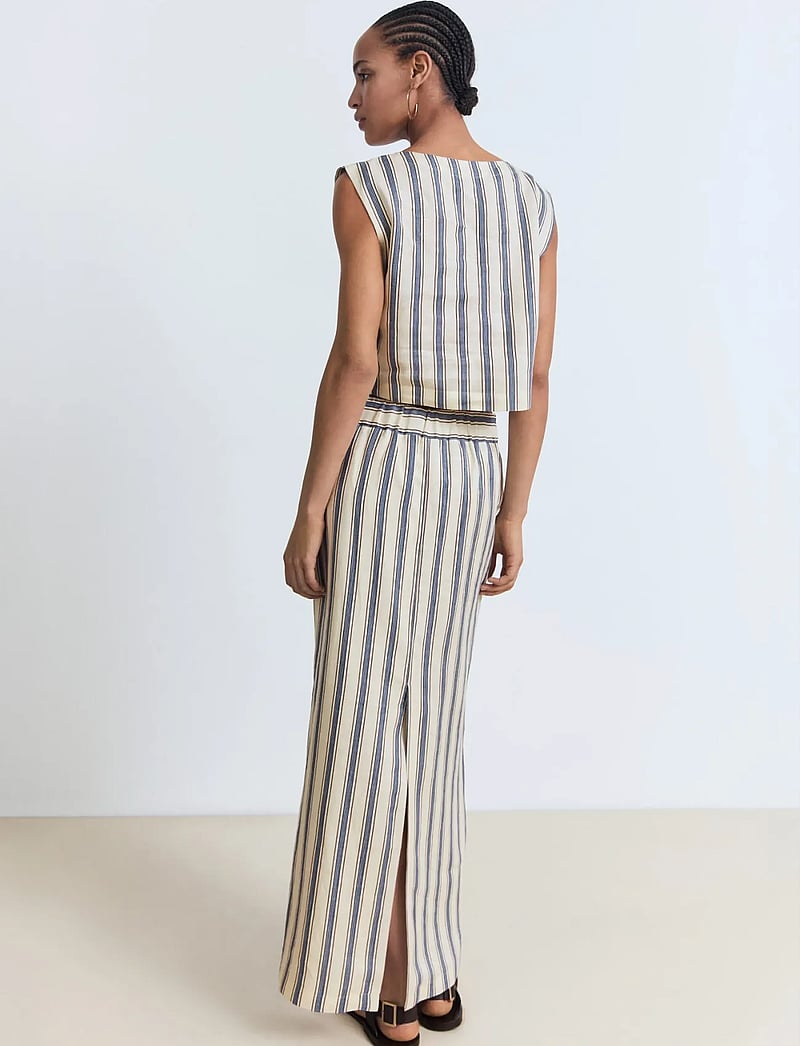 Mango - Striped linen skirt - maxi röcke - light beige - 3