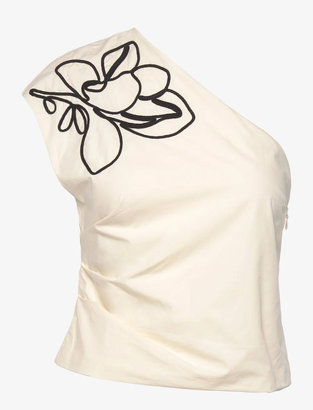 Mango - Asymmetrical flower-embroidered top - kurzämlige blusen - natural white - 1
