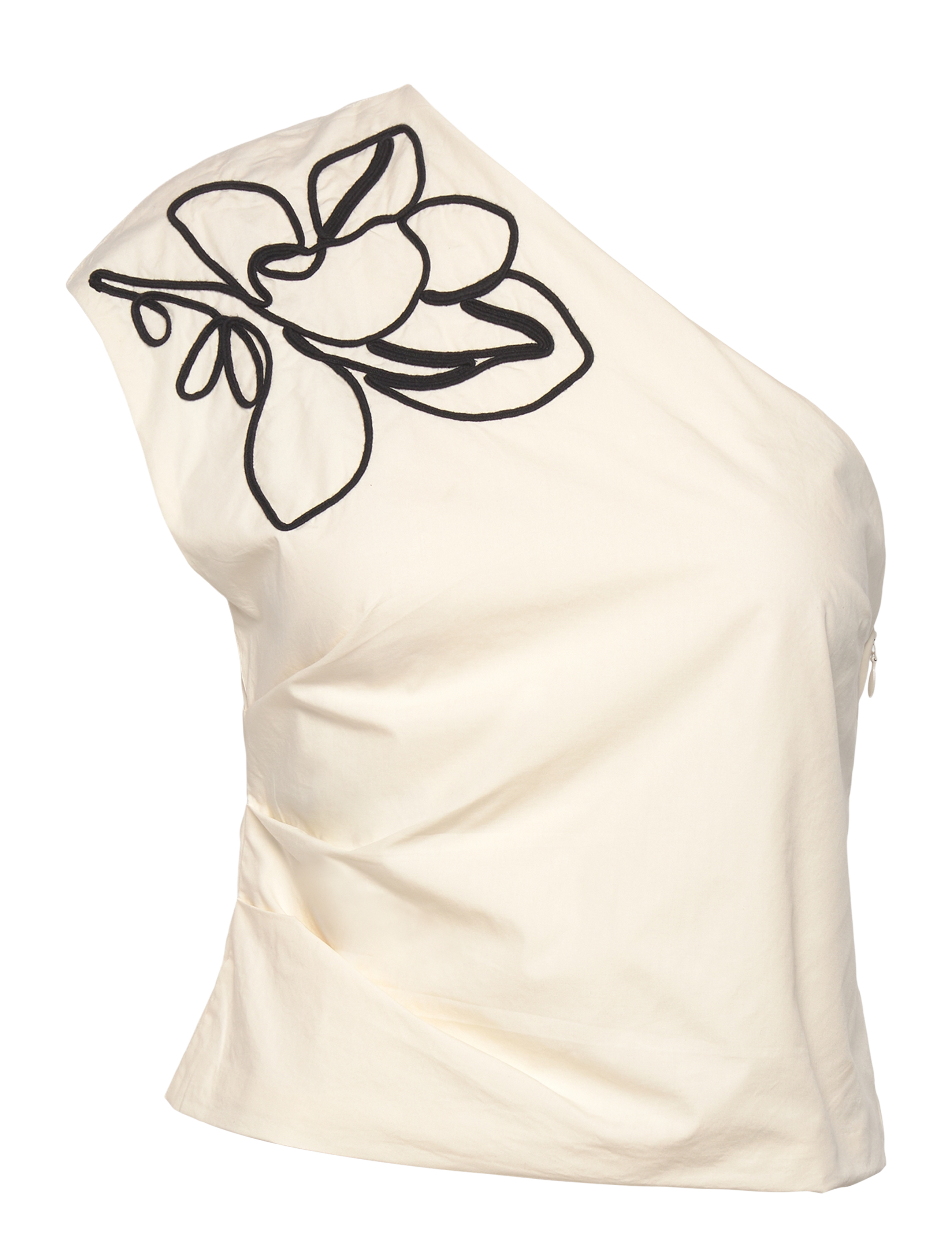 Mango Asymmetrical flower-embroidered top - Tøj - NATURAL WHITE / beige