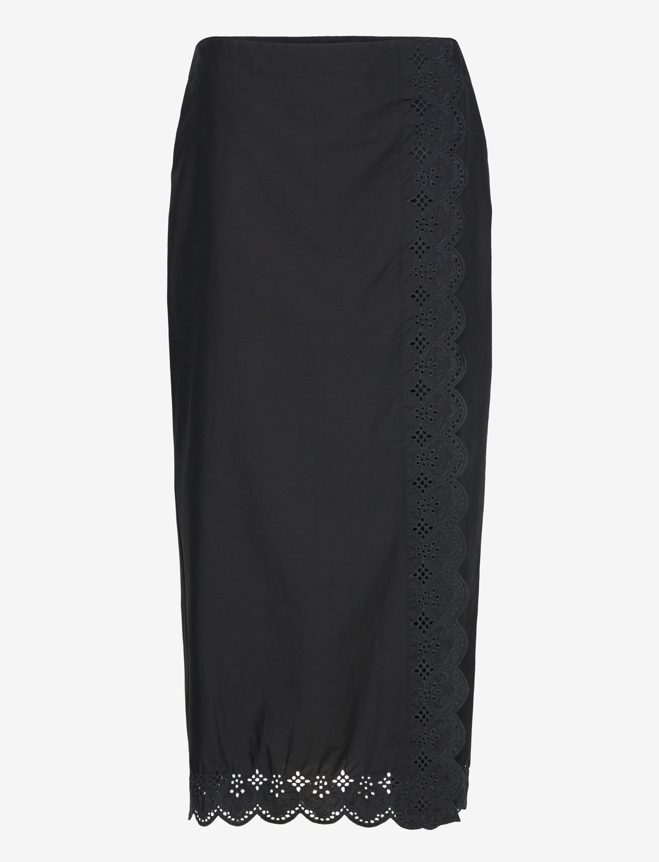 Mango - Embroidered cotton skirt - midi nederdele - black - 1