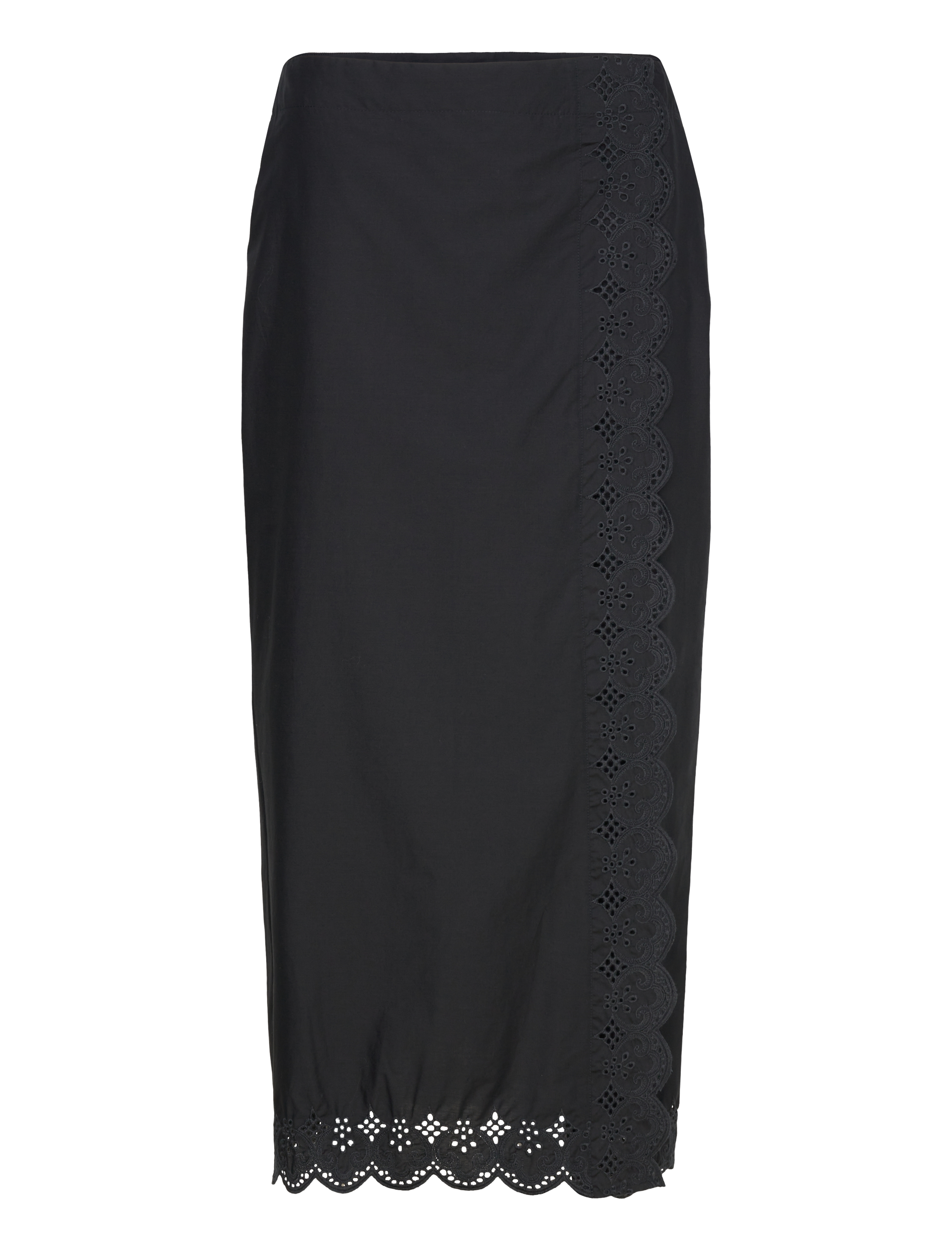 Mango Embroidered cotton skirt - Tøj - BLACK / black