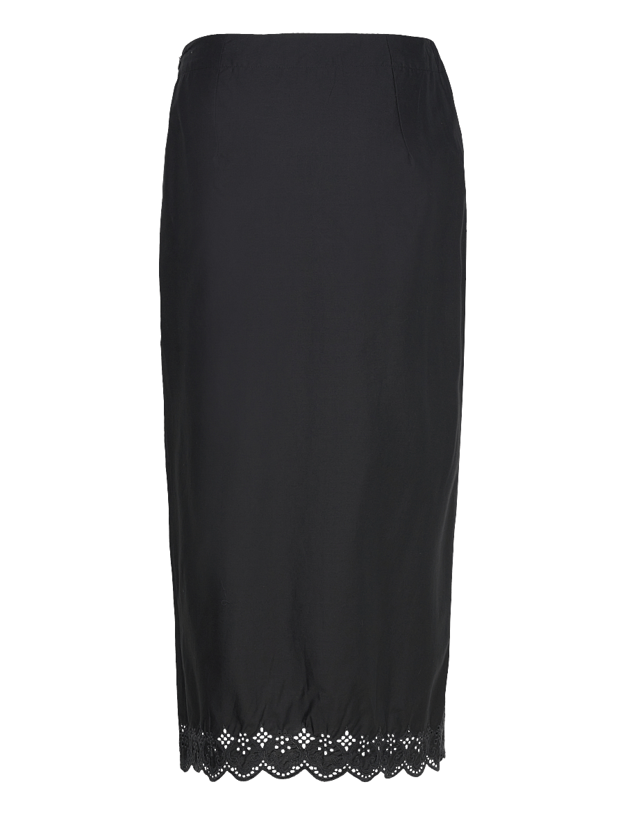 Mango - Embroidered cotton skirt - midi nederdele - black - 2