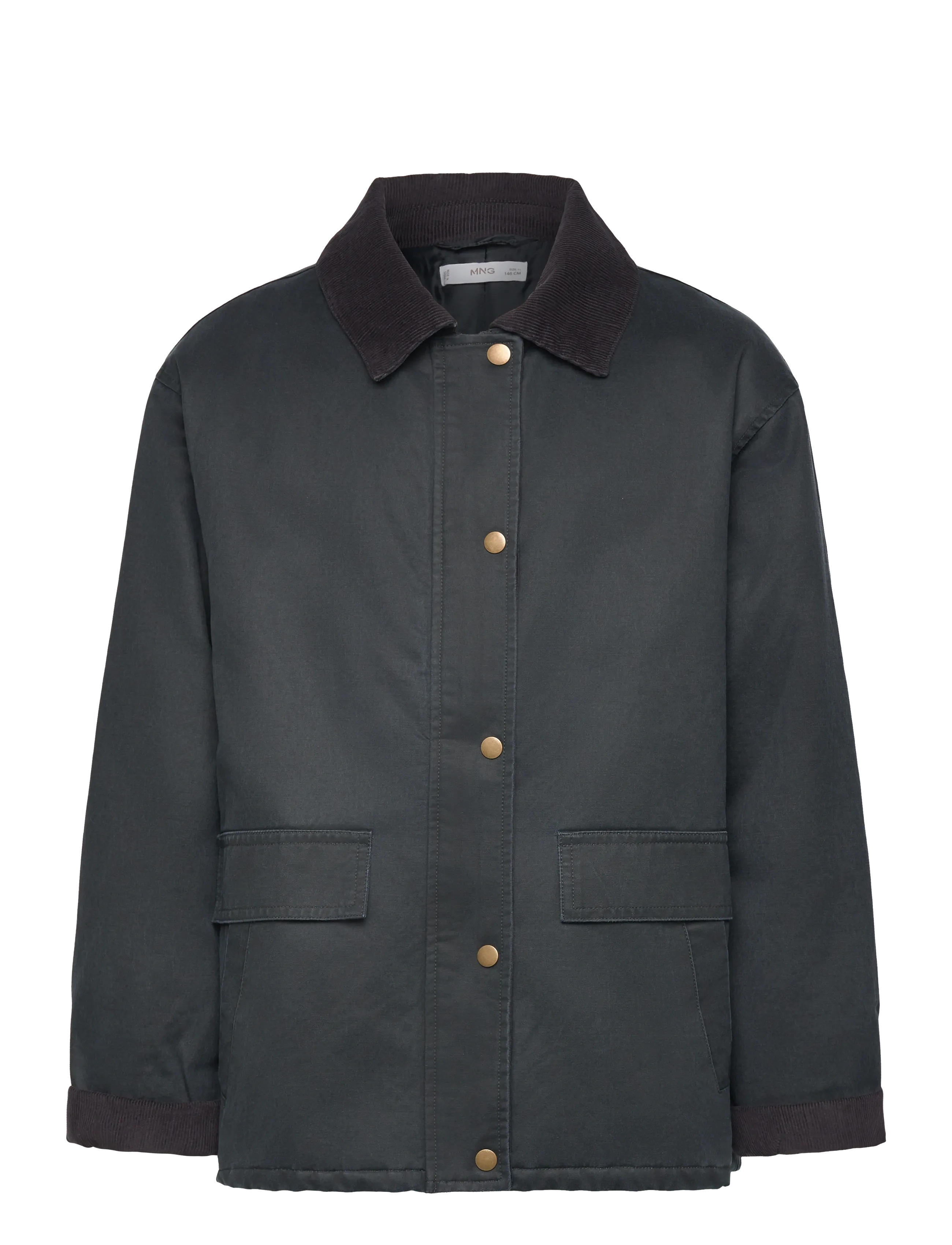 Mango Waxed-effect parka - Jackor - MEDIUM BLUE / khaki/green