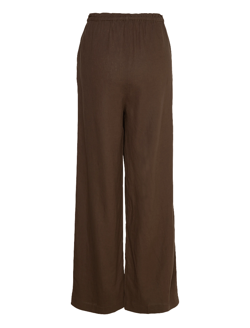 Mango - Linen-blend elastic waist trousers - hørbukser - medium brown - 2
