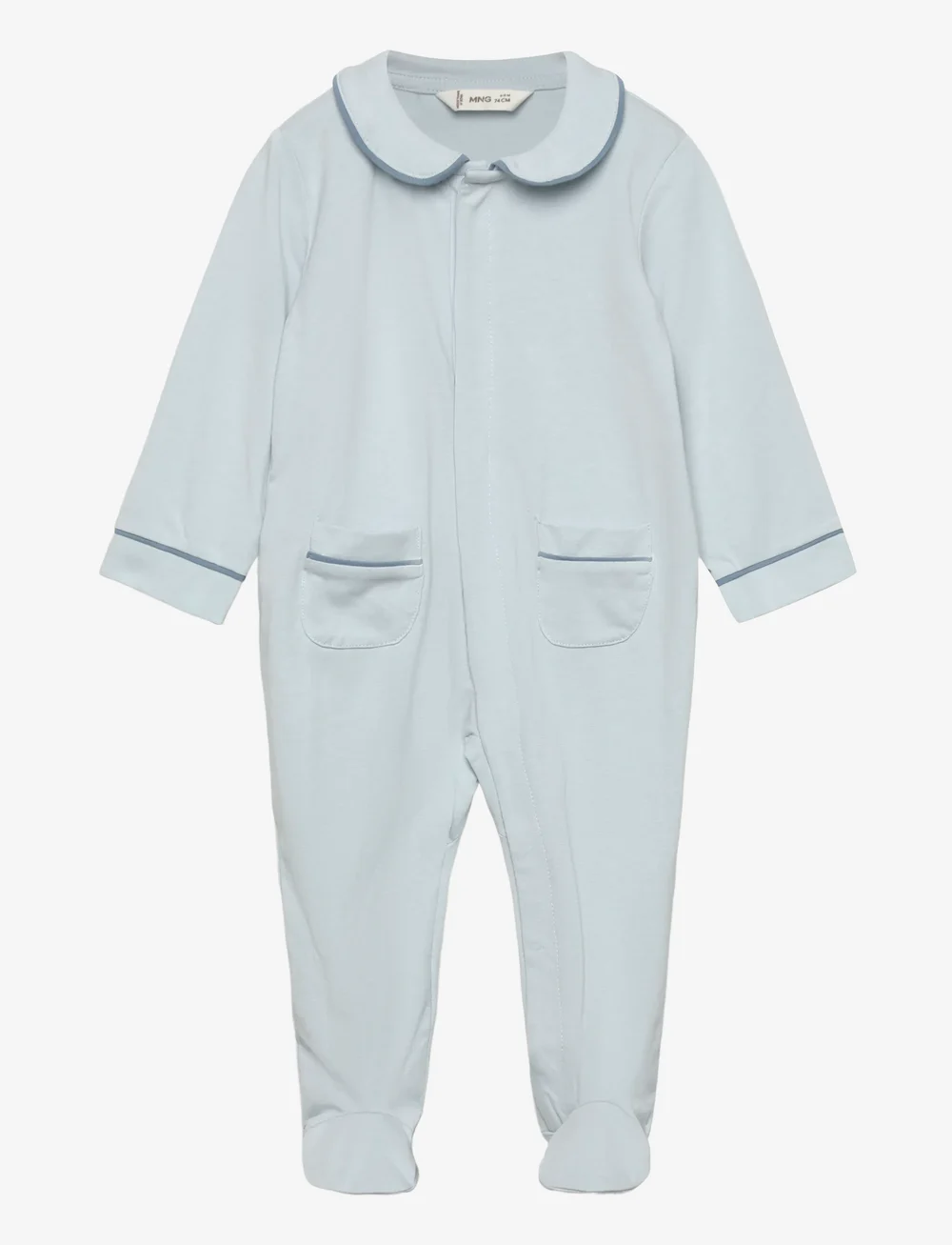 Mango - Baby-neck pyjamas with pockets - langærmede heldragter - lt-pastel blue - 0