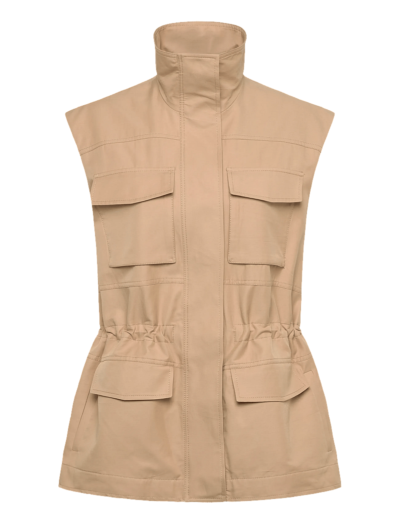 Mango - Oversized waistcoat with cargo pockets - frühlingsjacken - light beige - 0