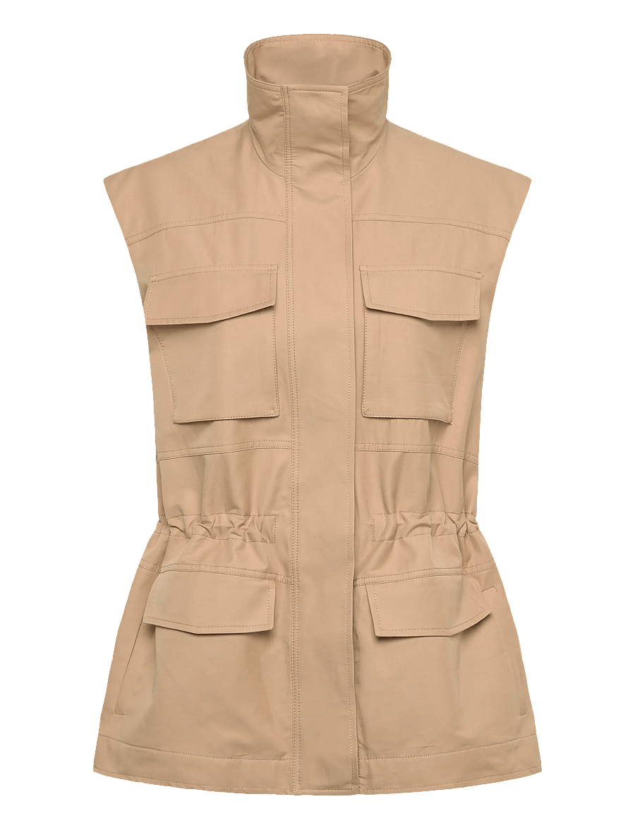 Mango - Oversized waistcoat with cargo pockets - utilityjackor - light beige - 0