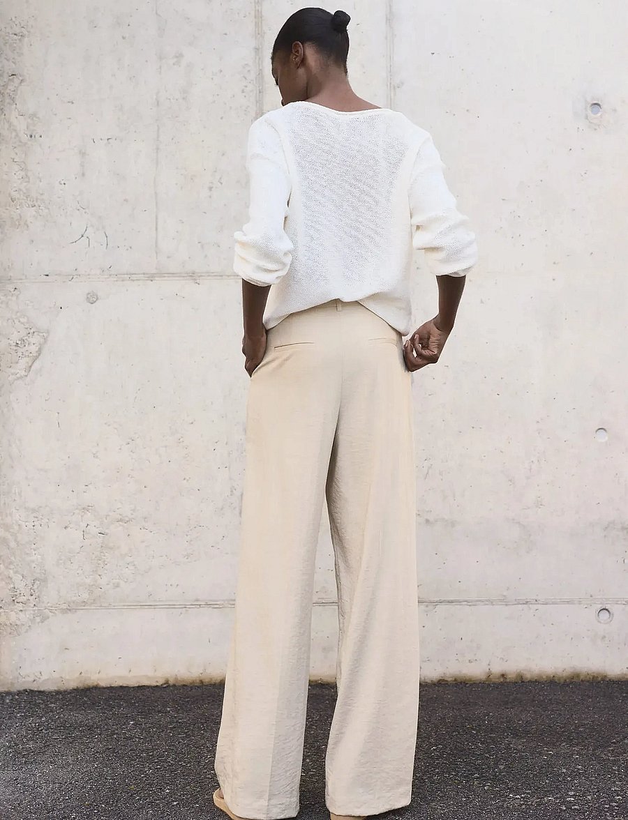 Mango - Wide leg pleated trousers - lt pastel grey - 3