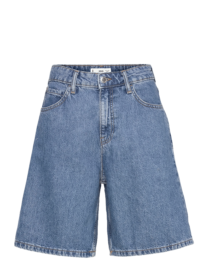 Mango - High-waist straight-fit denim shorts - jorts - open blue - 1