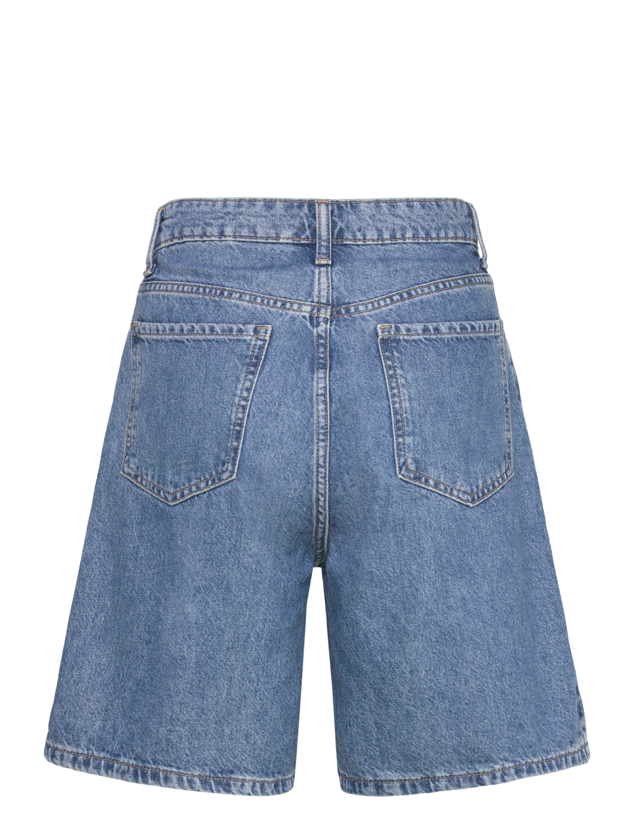 Mango - High-waist straight-fit denim shorts - open blue - 2