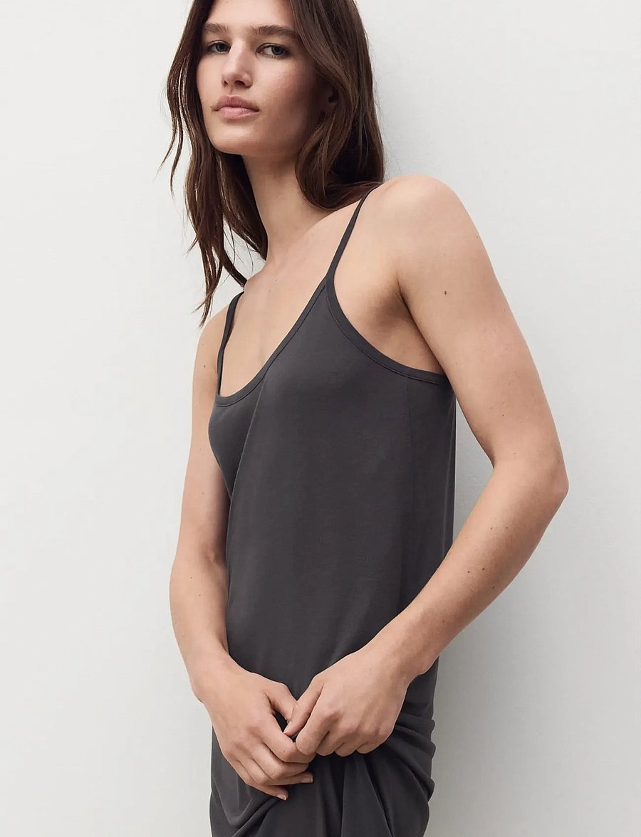 Mango - Micro-modal nightgown with straps - natkjoler - charcoal - 0