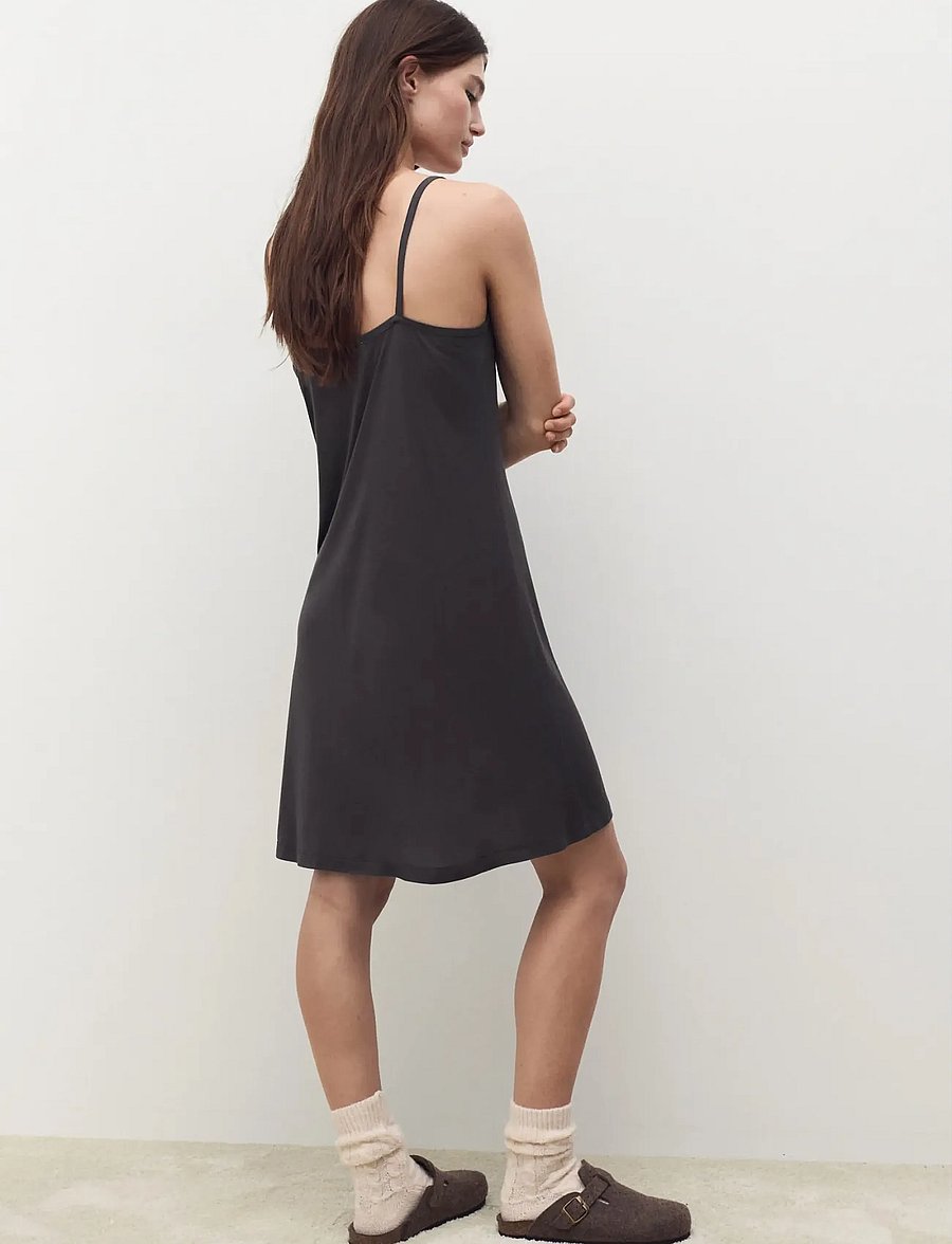 Mango - Micro-modal nightgown with straps - natkjoler - charcoal - 2