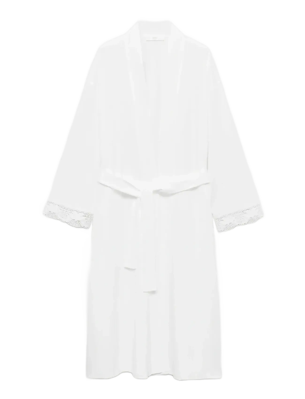 Mango Cotton robe with lace - Födelsedag - WHITE / white