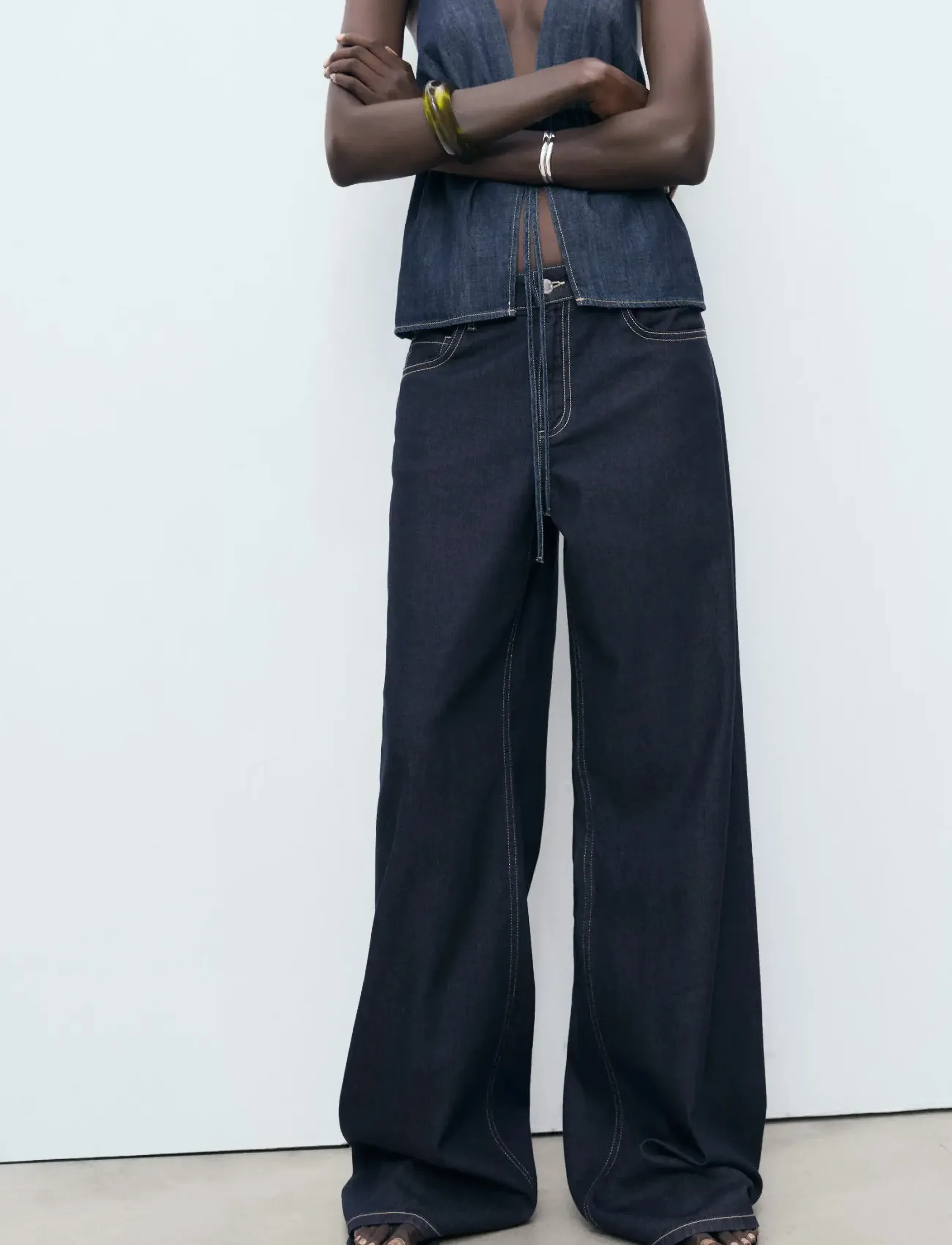 Mango Low-rise wideleg jeans - Vida jeans - OPEN BLUE / navy