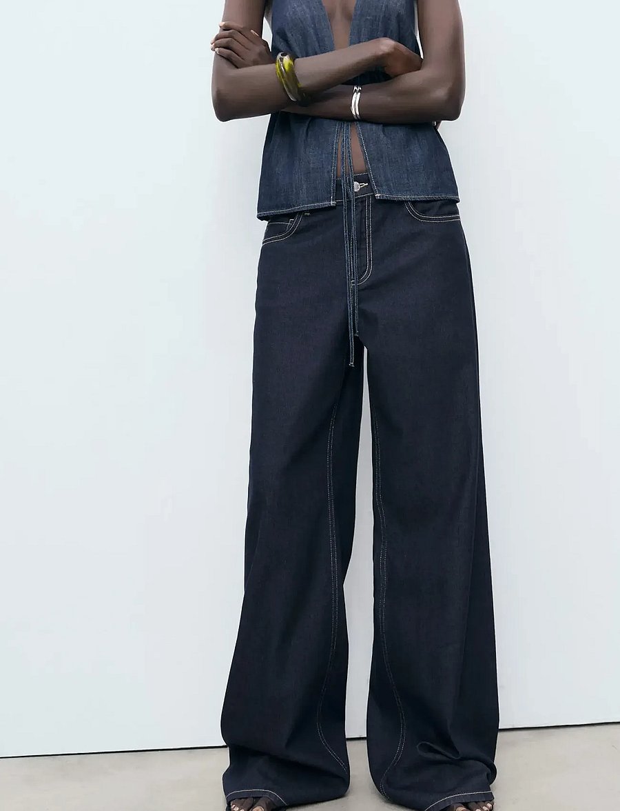 Mango - Low-rise wideleg jeans - open blue - 0