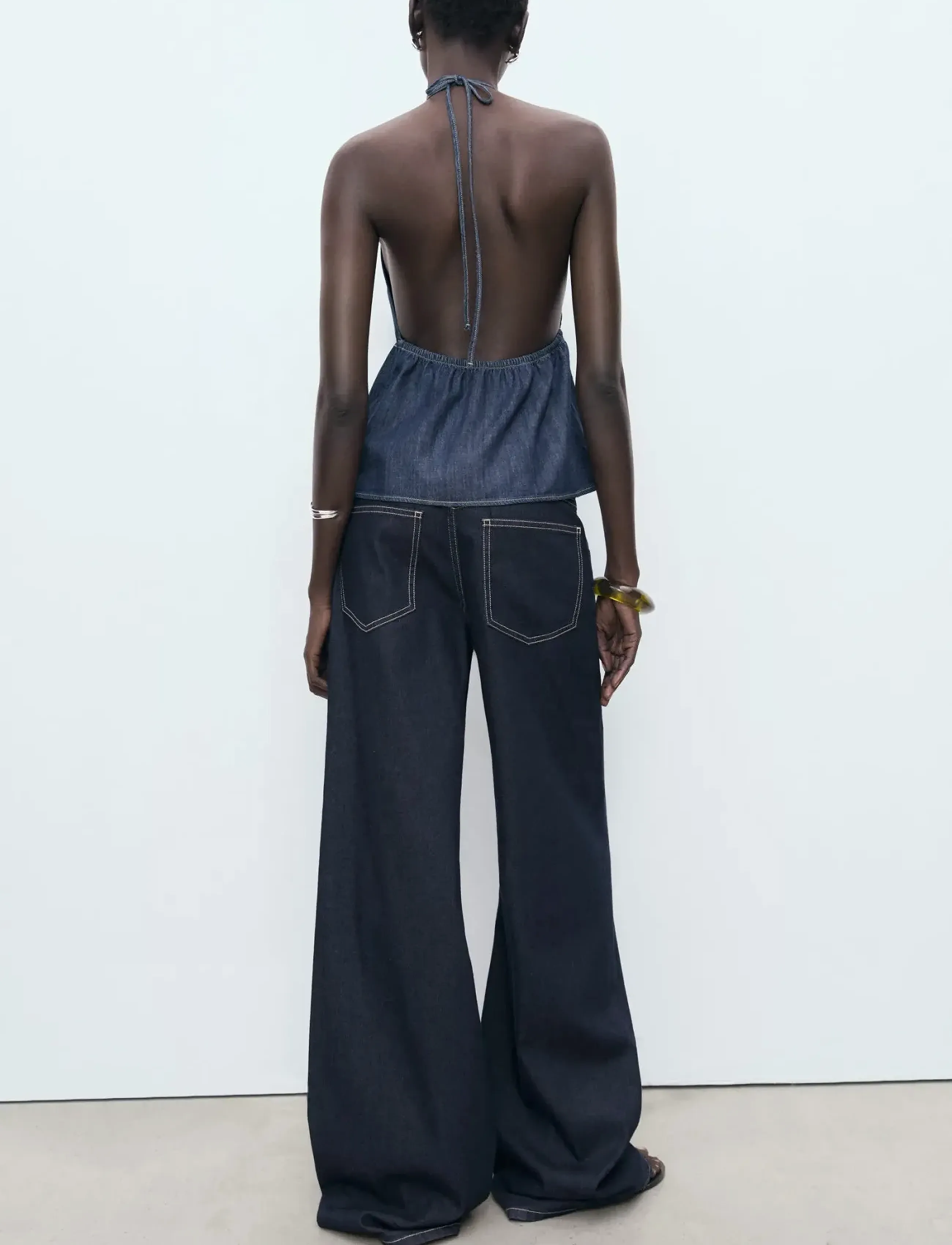 Mango - Low-rise wideleg jeans - open blue - 3