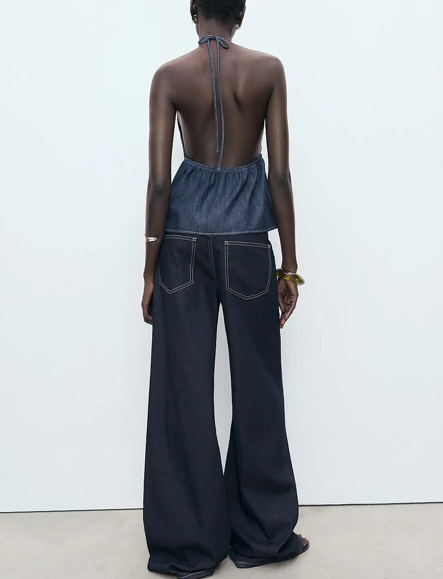 Mango - Low-rise wideleg jeans - open blue - 3