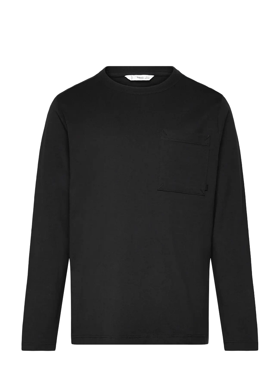 Mango - Long-sleeved t-shirt with pocket - langærmede t-shirts - black - 0
