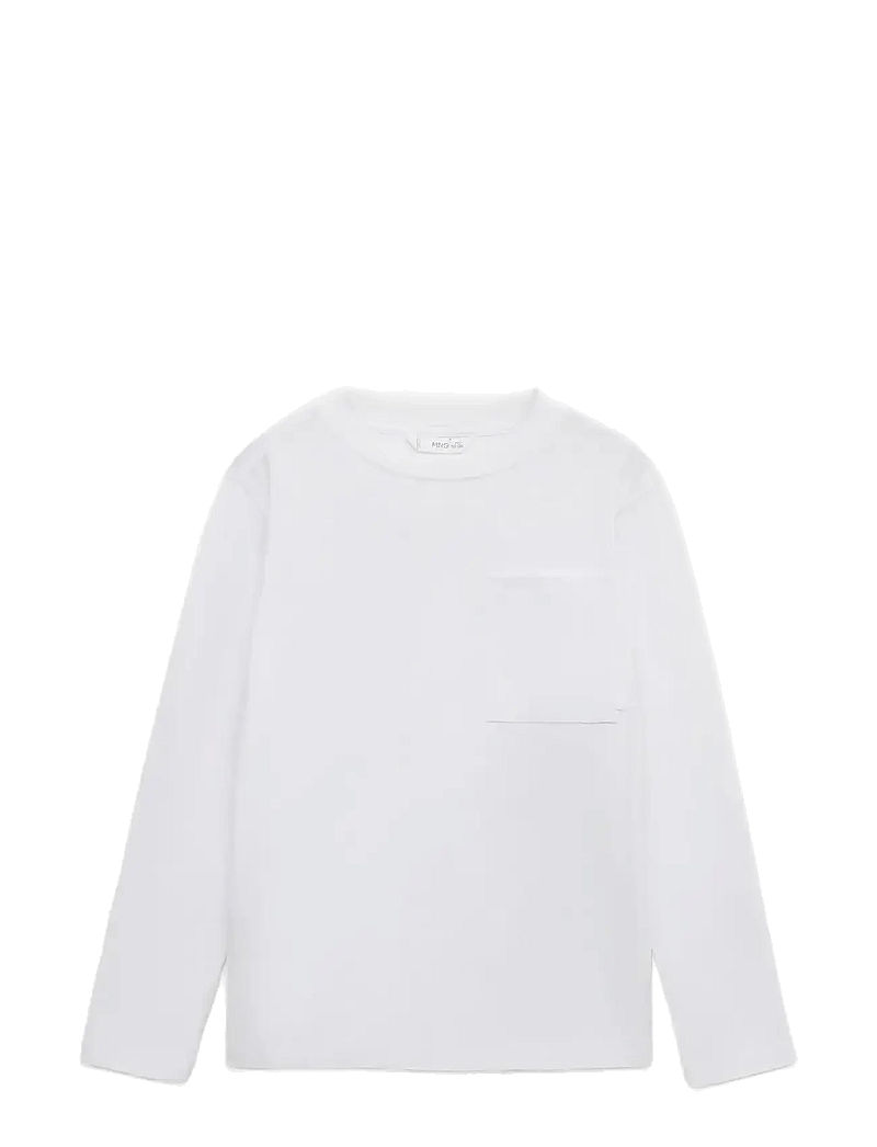 Mango - Long-sleeved t-shirt with pocket - långärmade t-shirts - white - 1
