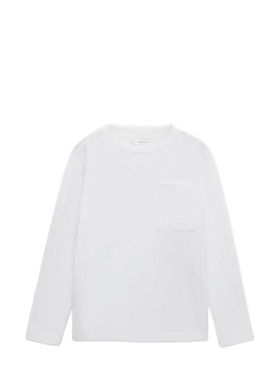 Mango - Long-sleeved t-shirt with pocket - langermede t-skjorter - white - 1
