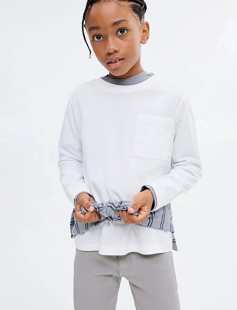 Mango - Long-sleeved t-shirt with pocket - långärmade t-shirts - white - 0