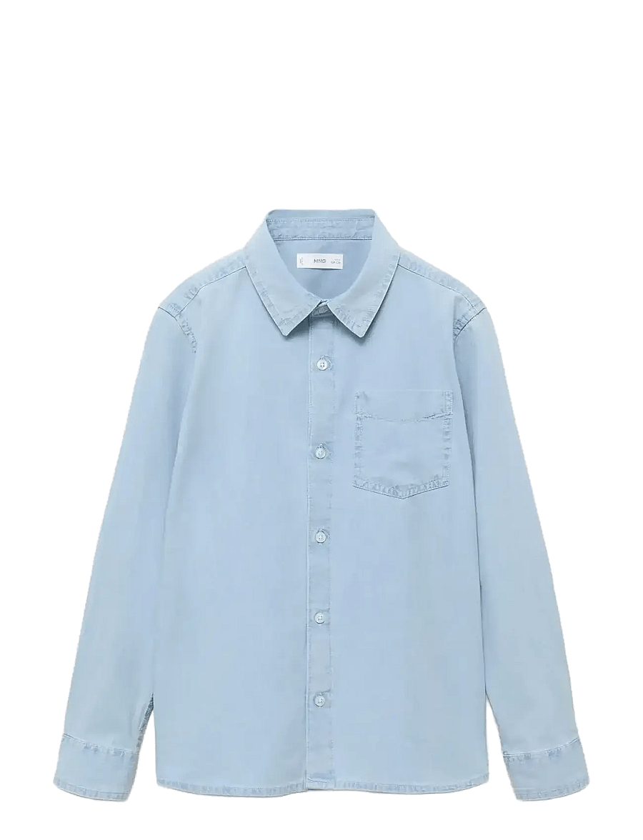 Mango - Cotton denim shirt - langærmede skjorter - open blue - 1