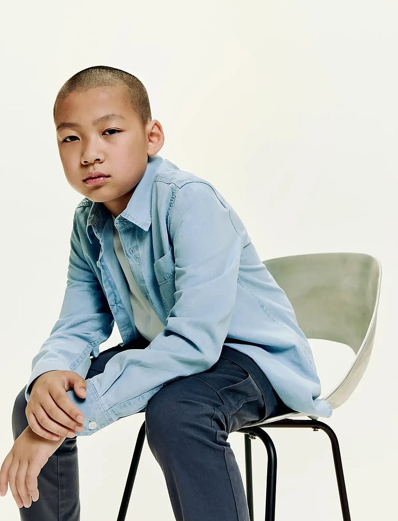 Mango - Cotton denim shirt - langärmlige hemden - open blue - 0