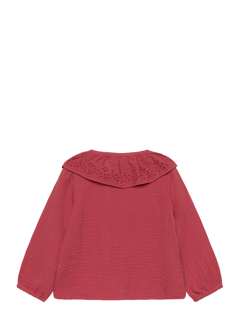 Mango - Bambula embroidered blouse - blusen & tuniken - dark red - 2