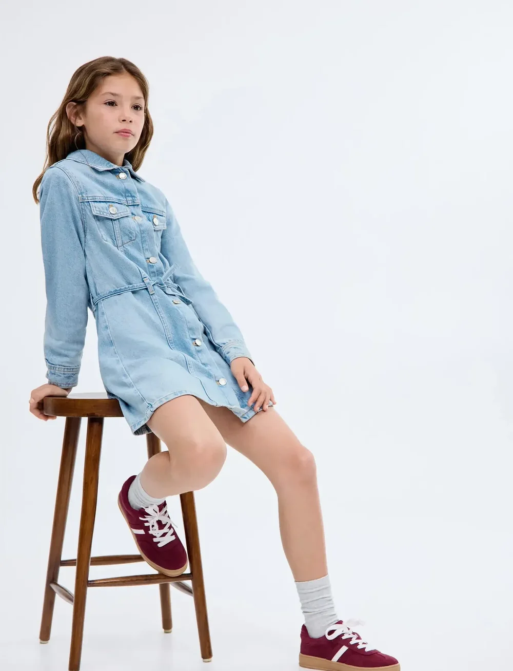 Mango - Knot denim dress - langärmelige freizeitkleider - open blue - 0